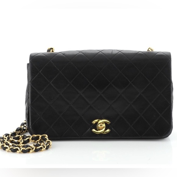 Vintage Chanel 3 way full single flap small quilted lambskin bag - Picture 1 of 10